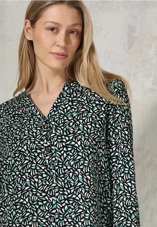 Cecil Damen Bluse mit Minimal Print in Schwarz, Gr: XXL