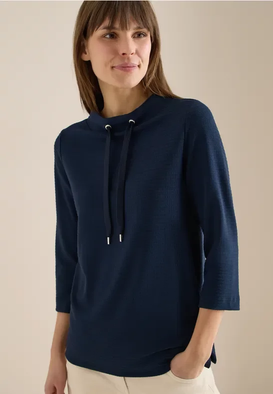 Cecil Damen Strukturshirt in Blau, Gr: 3XL