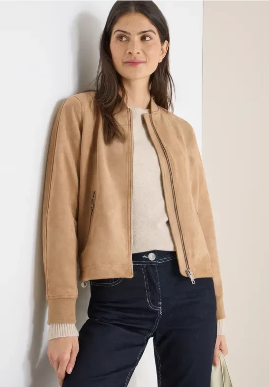 Cecil Damen Blouson in Unifarbe in Beige, Gr: XXL