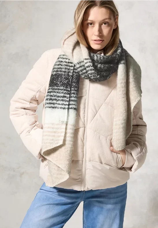 Thumbnail - Cecil Damen Gestreifter Schal in Schwarz, Gr: One size