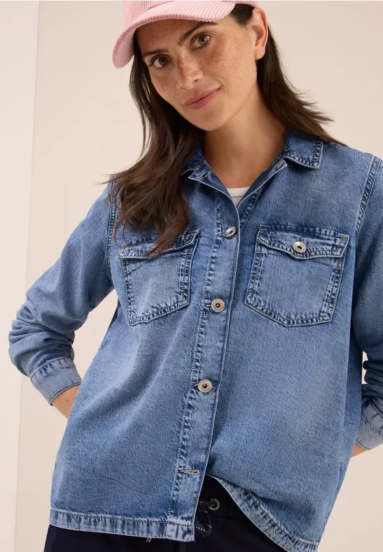 Thumbnail - Cecil Damen Denim Overshirt in Blau, Gr: M