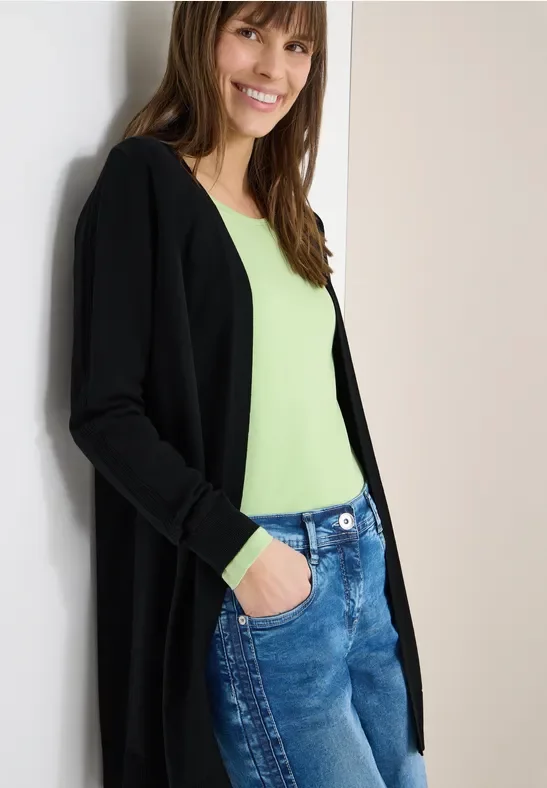 Cecil Damen Langer Basic Cardigan in Schwarz, Gr: L