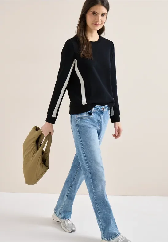 Cecil Damen Colorblock Sweatshirt in Blau, Gr: XXL