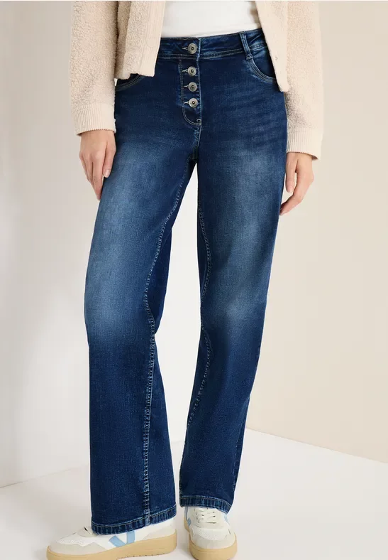 Cecil Damen Wide Leg Jeans in Blau, Gr: 31
