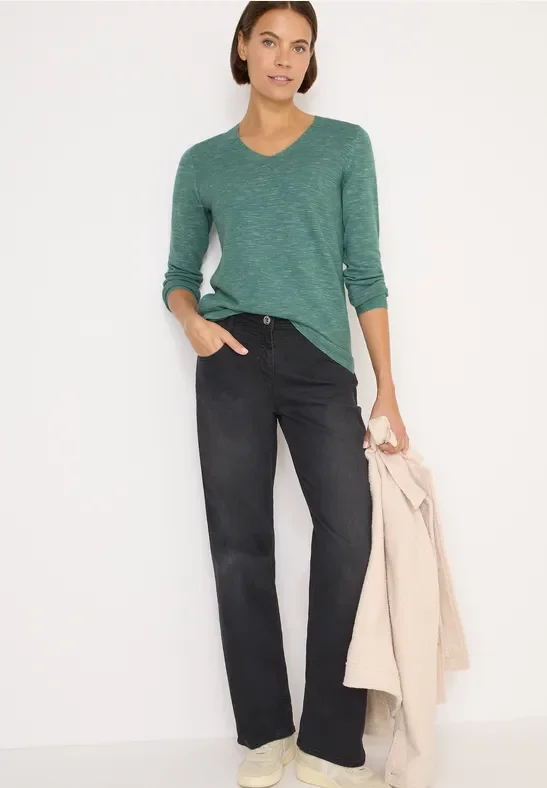 Thumbnail - Cecil Damen V-Neck Pullover in Grün, Gr: L