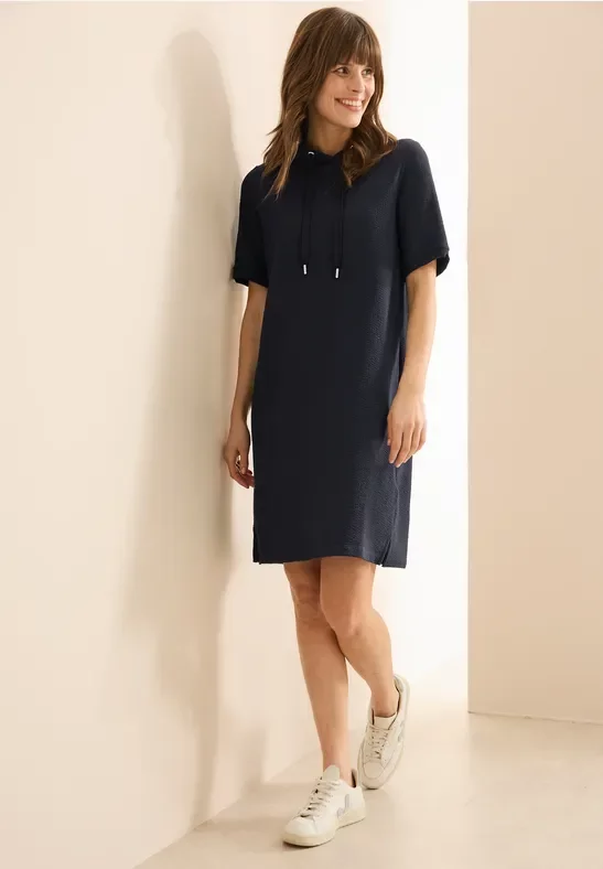 Cecil Damen Strukturkleid mit Kapuze in Blau, Gr: XXL