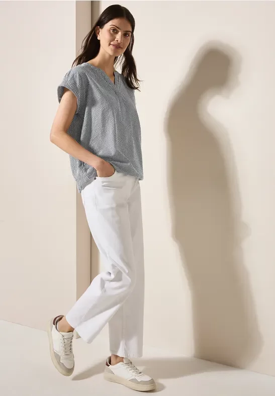 Cecil Damen Seersucker Bluse in Blau, Gr: L