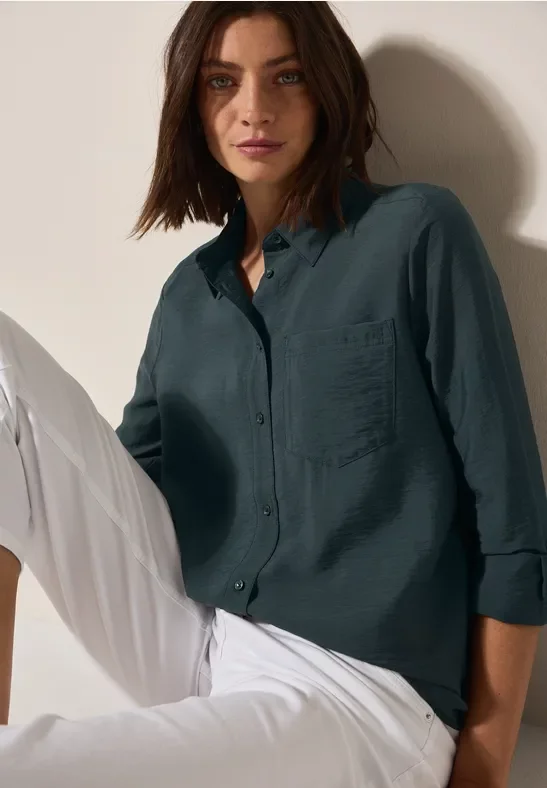 Cecil Damen Hemdbluse mit Struktur in Grün, Gr: M