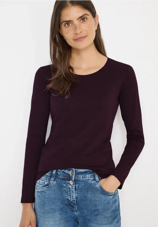 Thumbnail - Cecil Damen Basic Langarmshirt in Rot, Gr: M