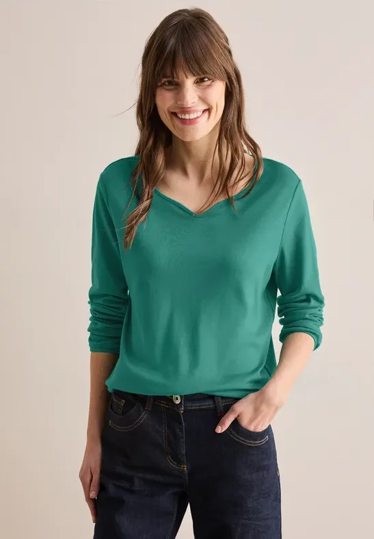 Thumbnail - Cecil Damen Langarmshirt in Grün, Gr: XS