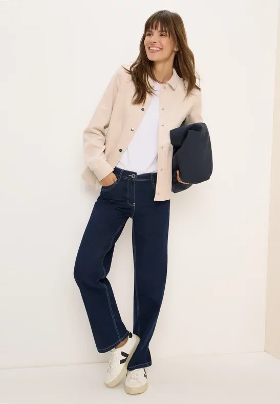 Thumbnail - Cecil Damen Cord Overshirt mit Knöpfen in Beige, Gr: XS