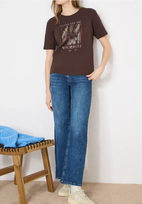 Thumbnail - Cecil Damen T-Shirt mit Frontprint in Braun, Gr: L