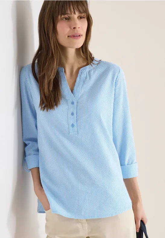 Thumbnail - Cecil Damen Gestreifte Seersucker Bluse in Blau, Gr: XS