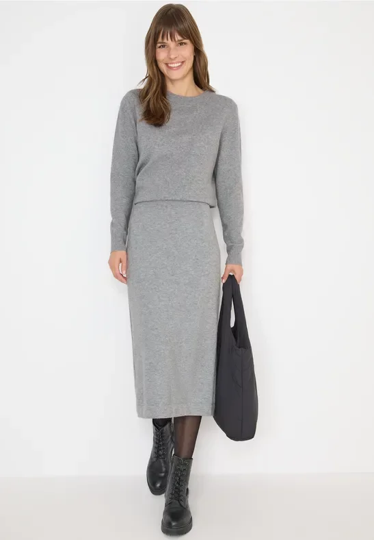 Cecil Damen Rock mit Strukturdetails in Grau, Gr: XS