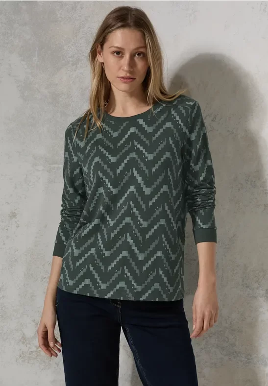 Thumbnail - Cecil Damen Bedrucktes Shirt in Grün, Gr: XL