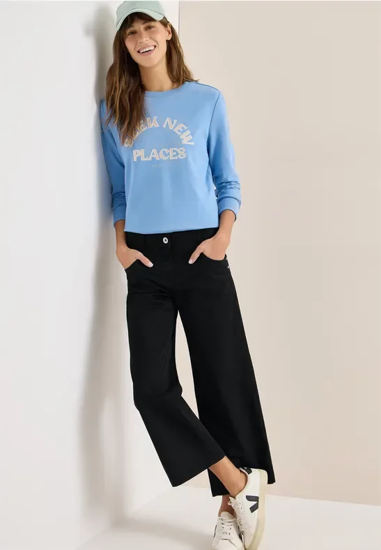 Cecil Damen High Waist Wide Leg Hose im Loose Fit in Schwarz, Gr: 29