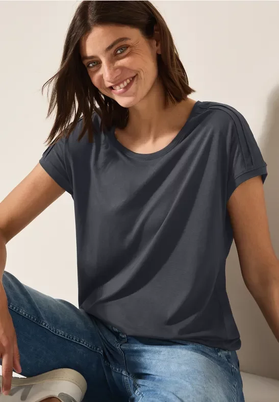 Cecil Damen Shirt in Unifarbe in Grau, Gr: S