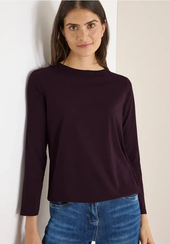 Thumbnail - Cecil Damen Shirt in Unifarbe in Rot, Gr: XS
