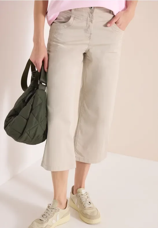 Cecil Damen High Waist Flared Leg Hose im Loose Fit in Beige, Gr: 34