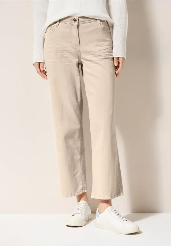 Cecil Damen Wide Leg Jeans in Beige, Gr: 32