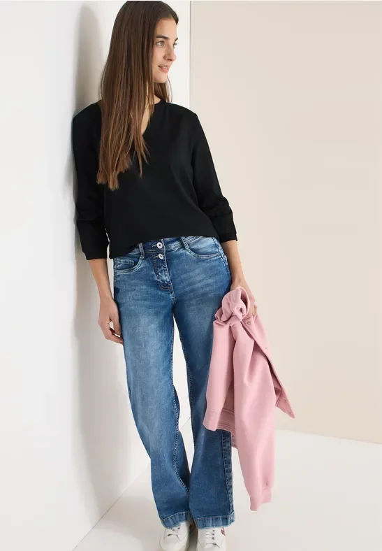 Cecil Damen Bluse in Unifarbe in Schwarz, Gr: XL