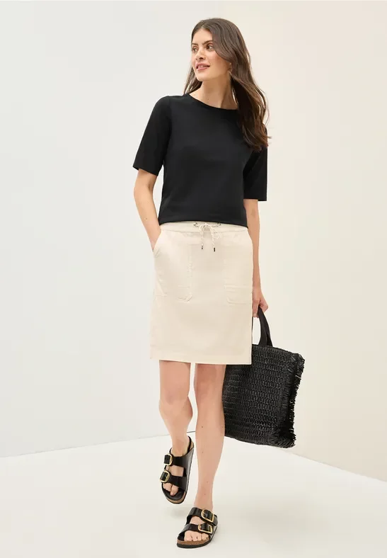 Thumbnail - Cecil Damen Rock mit feinen Streifen in Beige, Gr: L