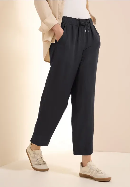 Thumbnail - Cecil Damen Wide Leg Hose aus Leinenmix in Grau, Gr: M