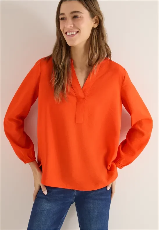 Thumbnail - Cecil Damen Bluse in Unifarbe in Orange, Gr: L