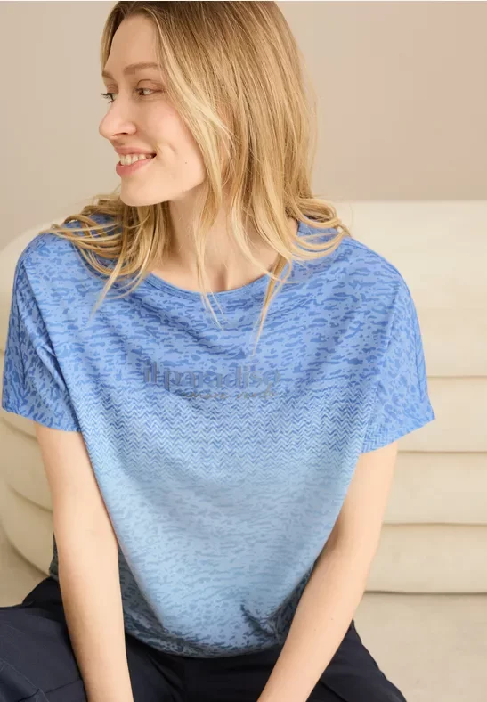 Thumbnail - Cecil Damen T-Shirt mit Farbverlauf in Blau, Gr: M