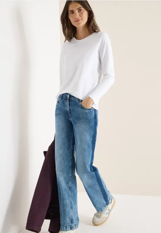 Cecil Damen Basic Rundhalsshirt in Weiß, Gr: XS