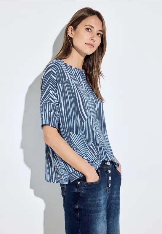 Cecil Damen Oversize T-Shirt in Blau, Gr: S