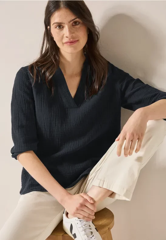 Cecil Damen Musselin Bluse in Schwarz, Gr: XS