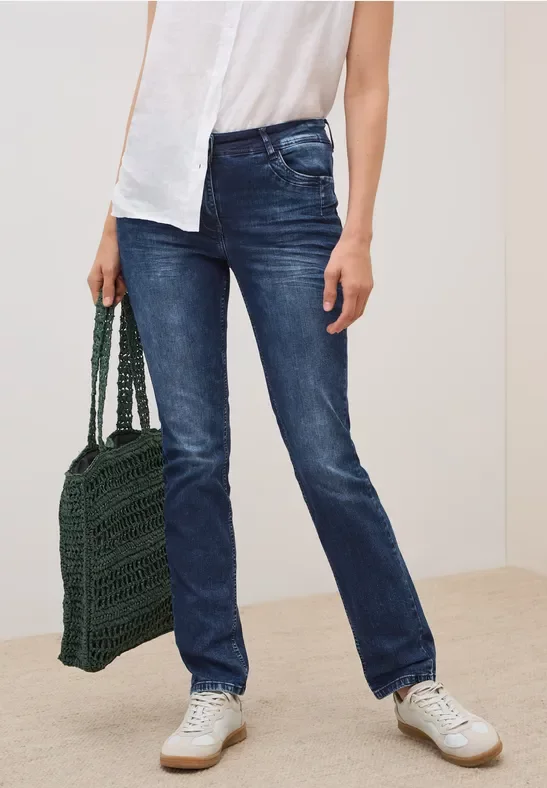 Cecil Damen Straight Leg Jeans in Blau, Gr: 33
