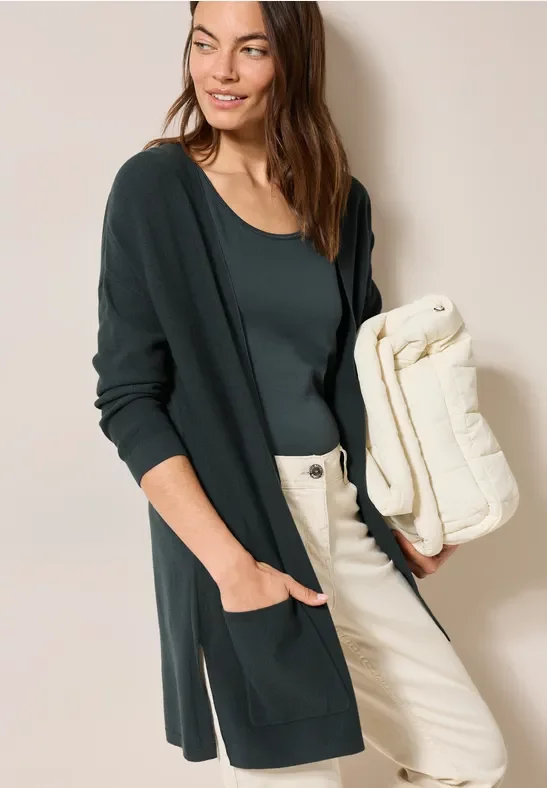 Cecil Damen Offener Feinstrick Cardigan in Grün, Gr: XS