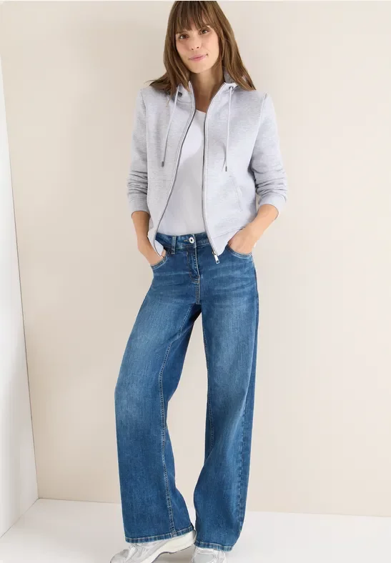 Cecil Damen Glitzernde Hoodie Sweatjacke in Grau, Gr: XS