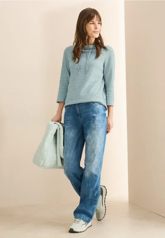 Cecil Damen Two-Tone Strukturshirt in Grün, Gr: XXL