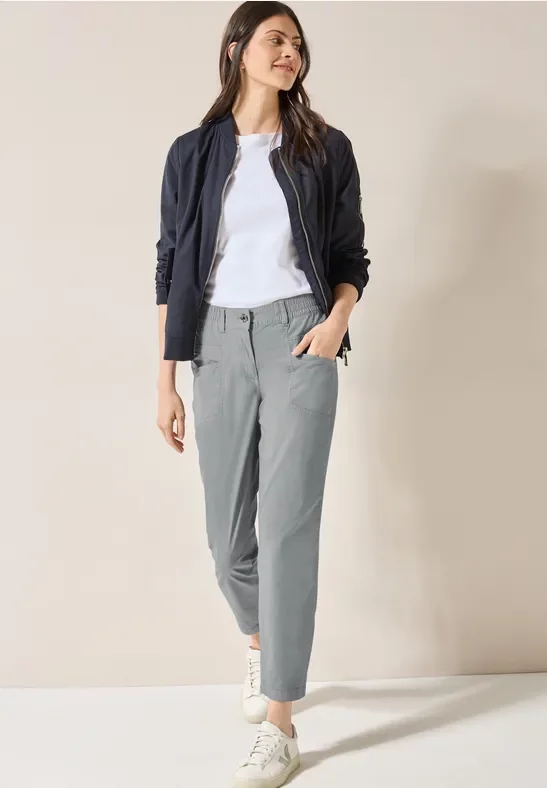Cecil Damen Papertouch Hose in Grau, Gr: XXL