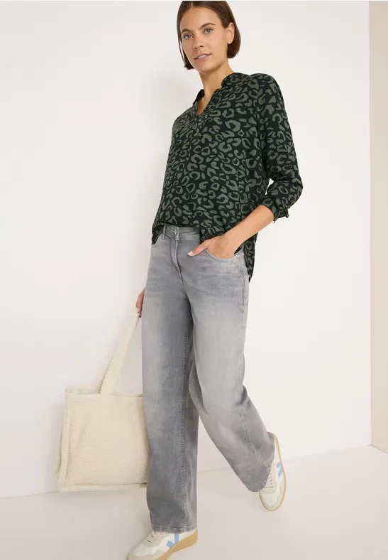 Cecil Damen Gemusterte Bluse in Grün, Gr: XXL