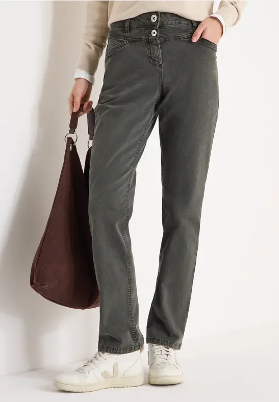 Thumbnail - Cecil Damen Straight Leg Hose in Grün, Gr: 32