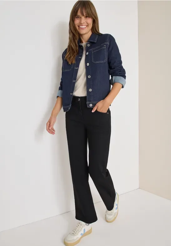 Cecil Damen Bootcut Jeans in Schwarz, Gr: 29