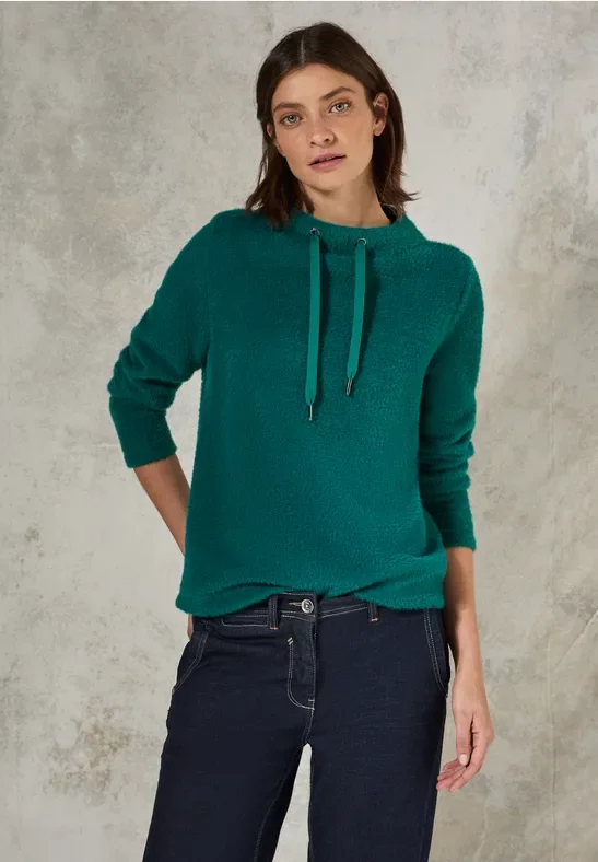 Cecil Damen Federgarn Shirt in Grün, Gr: XL