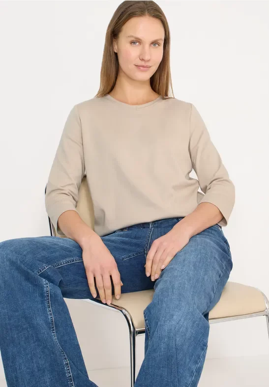 Cecil Damen Basic T-Shirt in Beige, Gr: L