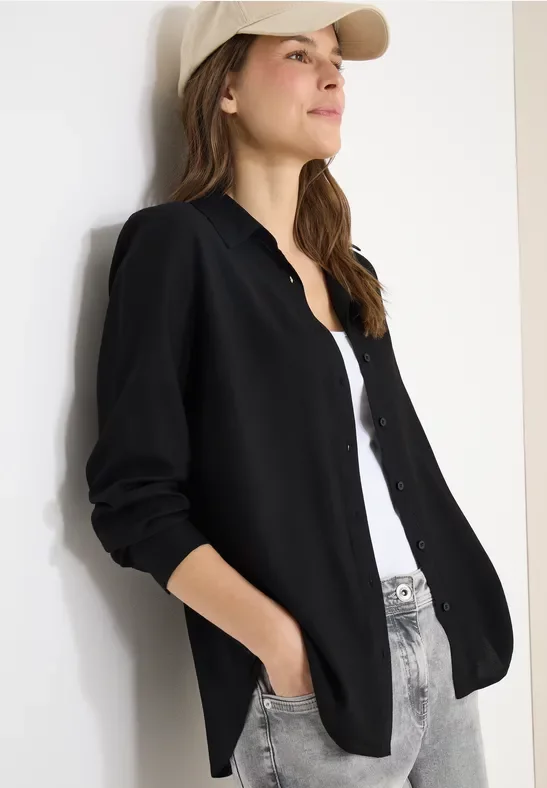Cecil Damen Hemdbluse in Unifarbe in Schwarz, Gr: S