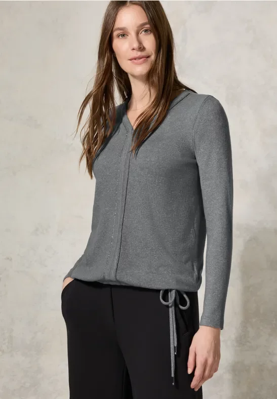 Cecil Damen Shirt mit V-Ausschnitt in Grau, Gr: XXL