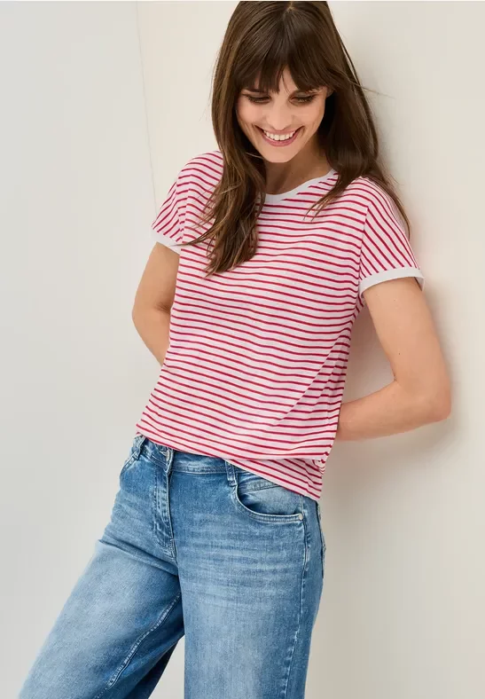 Cecil Damen Gestreiftes Shirt in Rot, Gr: XXL