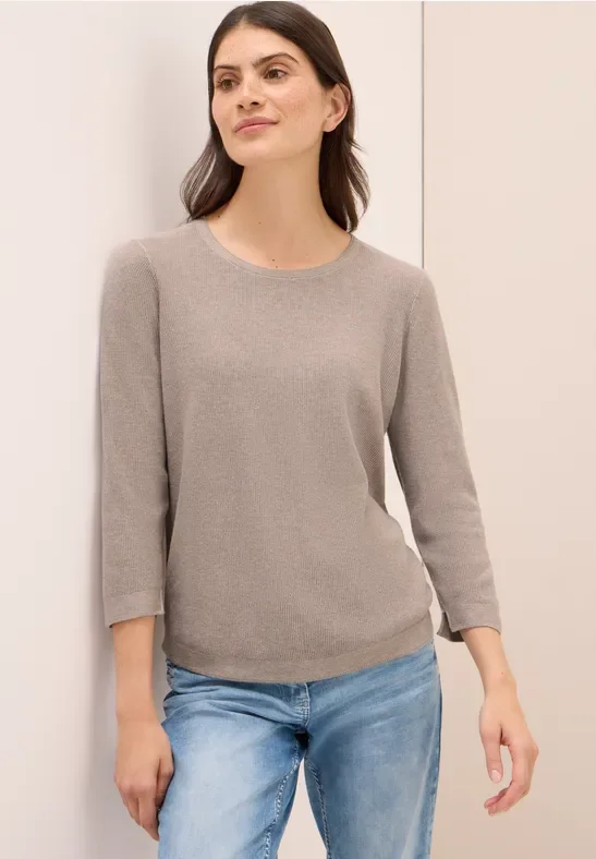 Thumbnail - Cecil Damen Rundhals Strickpullover in Braun, Gr: XL