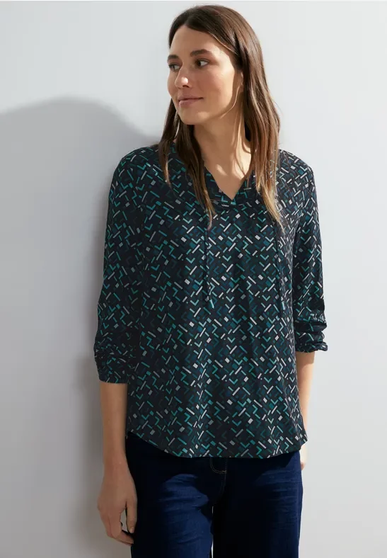 Thumbnail - Cecil Damen Bluse mit Minimalmuster in Blau, Gr: XS