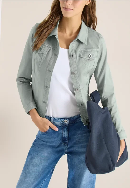 Cecil Damen Jeansjacke mit Brusttaschen und Knöpfen in Grün, Gr: XS