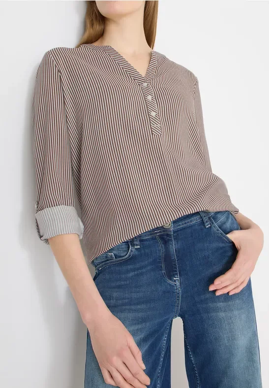 Cecil Damen Gestreifte Bluse in Beige, Gr: L