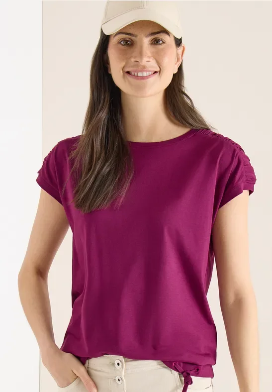 Thumbnail - Cecil Damen Kurzarm Shirt mit Raffung in Pink, Gr: S